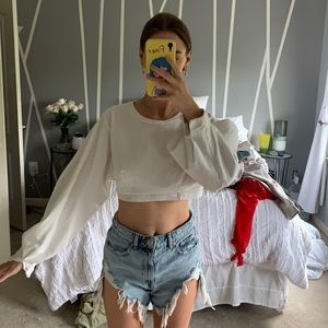 White Long Sleeve Super Cropped Top